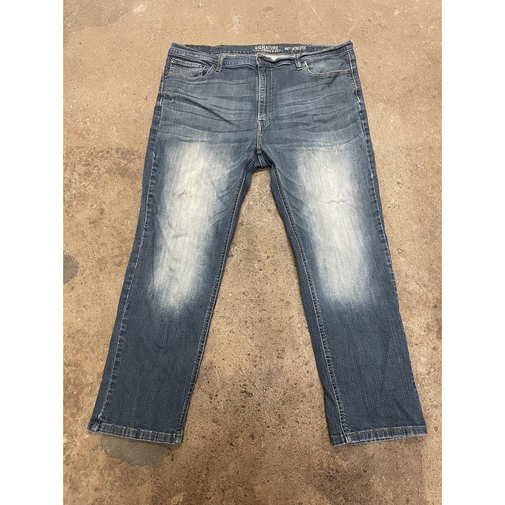 Signature By Levi Strauss Jeans Mens 42x30 Athletic Straight Leg Zip Fly Stretch